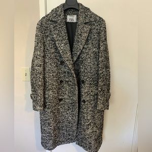 Zara Man Herringbone Bouclé double breasted Overcoat